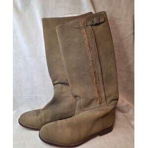 Andrea Candela Knee High Suede Boots. Tan, Gently Used, Sz 7.  Made in Spain